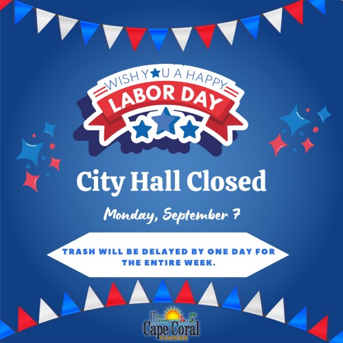 Flyer for Labor Day Closure of City Hall on Monday, September 7